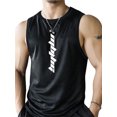 thumbnail image 1 of Summer Men's Sports Vest Letter Printed Round Neck Sleeveless Quick-Dry Workout Tank Tops, 1 of 5