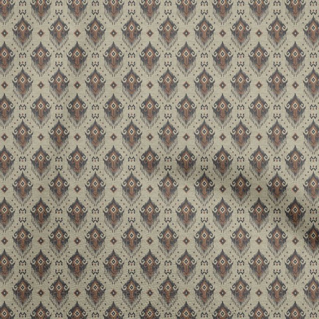 oneOone Polyester Spandex Beige Fabric Asian Ikat Sewing Craft Projects Fabric Prints By Yard 56 Inch Wide