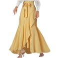 thumbnail image 1 of Besolor Women's Plus Size Plaid Maxi Skirt High Waisted Tie Knot A-Line Irregular Ruffle Hem Long Skirt, 1 of 6