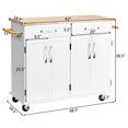 thumbnail image 2 of Costway Kitchen Trolley Island Utility Cart Wood Top Rolling Storage Cabinet Drawers, 2 of 10