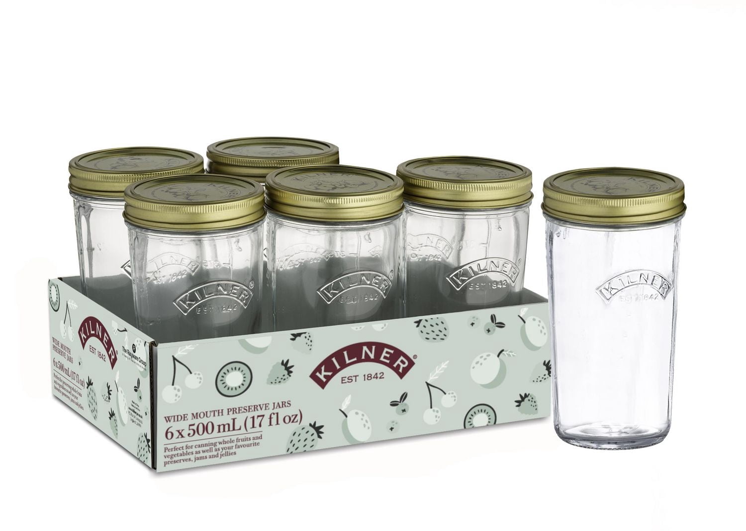 Kilner Pots Mason en verre à ouverture large avec couvercles scellés, 500ml