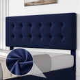 thumbnail image 4 of Full Size Bed Frame with 4 Storage Drawers and Headboard, Velvet Upholstered Platform Bed Frame with Wooden Slats Support, Button Tufted Design, No Box Spring Needed, Blue, 4 of 9