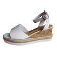 thumbnail image 1 of Sandales Mode pour Femmes Sandales Rétro à Nœud pour Femmes Sandales Ornées pour Femmes Plateforme Compensée Bout Ouvert Sandales à Enfiler pour Femmes Sandales Compensées pour Femmes Chaussures pour Dames Élégantes Romaines Femmes Beige, 1 of 2