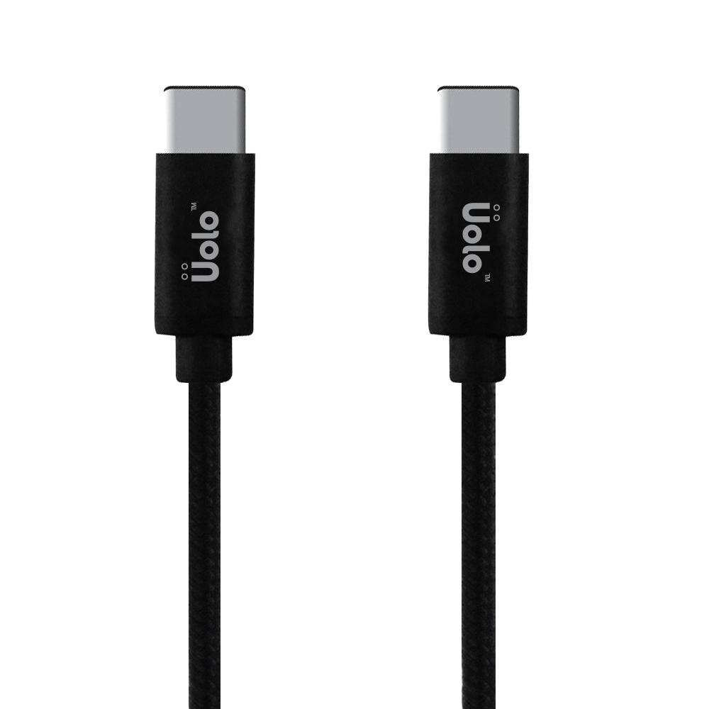 Câble USB C tressé Uolo Link 2m vers USB C pour charge et synchronisation (noir) - Câble de charge USB C/Câble Type C