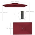 thumbnail image 3 of Outsunny Solar Patio Umbrella with LED and Tilt, Table Umbrella, Wine Red, 3 of 10