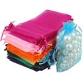 thumbnail image 1 of Sacs en Organza pour Cadeaux de Fête, Lot de 100, 7*9 cm, Couleur Rouge, 1 of 5