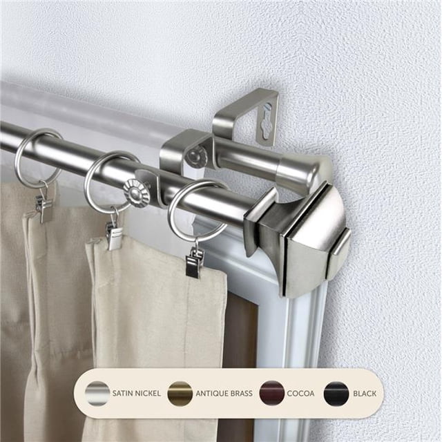 Central Design 4782-995 Tringle à Rideaux Double Vicky de 0,8125 Po avec Rallonge de 120 à 170 Po, Nickel Satiné