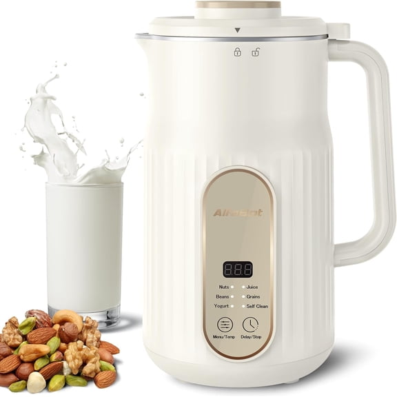 Machine à Lait de Noix, AlfaBot Machine Automatique à Lait de Noix, Machine à Lait d'Amande, Lait d'Origine Végétale, Avoine, Soya, Yogourt, Réglage Différé et Nettoyage Automatique