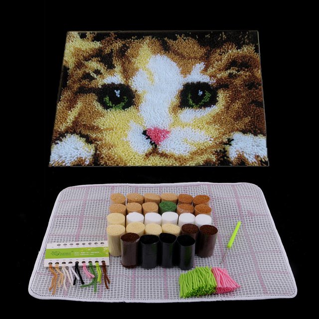 20" by 14" Decorative Cat Latch Hook Kits Embroidery DIY Cushion Carpet
