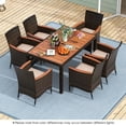 thumbnail image 1 of Costway 7 Pieces Outdoor Wicker Dining Set with Acacia Wood Table and 6 Stackable Chairs, 1 of 10