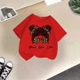 thumbnail image 5 of LUOGENLI T-Shirt pour Filles Enfant Filles Mignon Graphique Col Rond Manches Courtes Tee Été Décontracté T-Shirt Maxi Hauts Ensemble Boho Rouge 7-8 Ans, 5 of 5