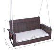 thumbnail image 3 of Outsunny 2-Person Outdoor Rattan Porch Swing with Cushion and Steel Chains, Beige, 3 of 10