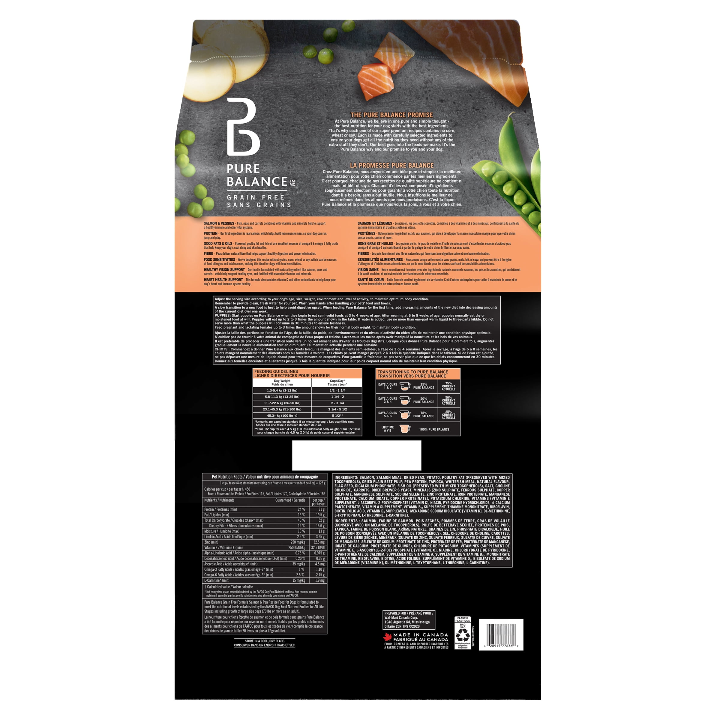 Pure Balance Grain Free Salmon & Pea Recipe Complete Dog Food, 7.2kg