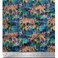 thumbnail image 1 of Soimoi Modal Satin Fabric texture,leaves & tiger Animal Print Fabric by Yard 42 Inch Wide, 1 of 1