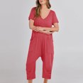 thumbnail image 2 of Birdeem Combinaisons pour Femmes Mode Femmes Combinaison Décontractée à Manches Courtes Combinaison Unie Combinaisons Pantalon à Jambe Grand avec Poche, 2 of 12