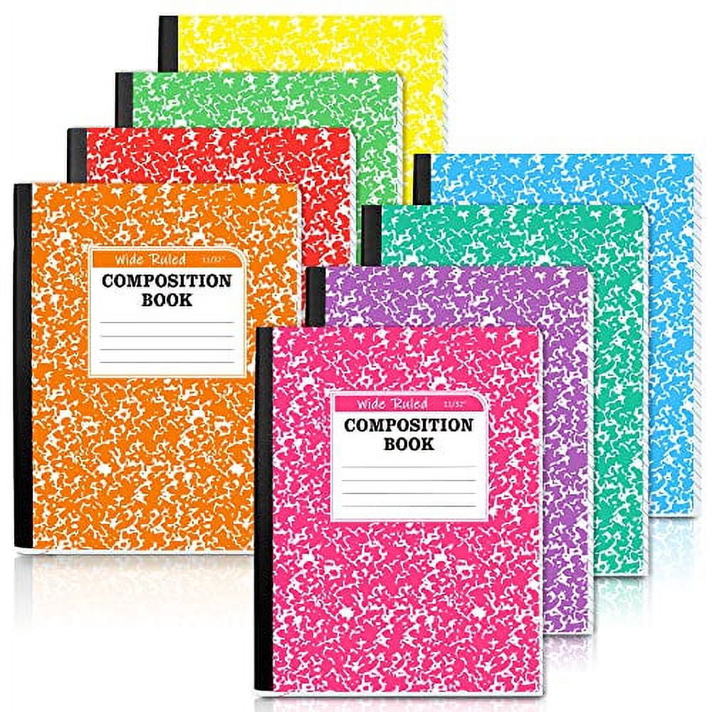 composition Notebook, 8 Pack 8 Pastel colors Wide Ruled composition Books Bulk by Feela, Marble cover Notepad Lined cute Journal Notebooks for School Supplies Notes Taking Writing, 975 X 75