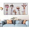 thumbnail image 2 of Jinsinto Tableau Décoratif sur Toile, Famille d'Animaux Girafe Colorée, 30x60 cm, 2 of 4