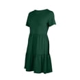 thumbnail image 4 of Pisexur Robes Midi d'Été pour Femmes Décontractées Évasées à Étages Robe T-Shirt Ourlet Ample Manches Courtes Robes de Plage avec Poches, 4 of 6