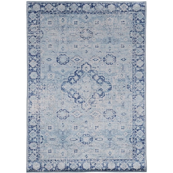 Emerald Kramer Ivory & Blue 6'7" x 9'7" Area Rug