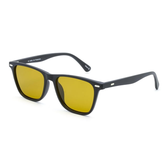 George Mens Black and Orange Polarized Square Sunglasses