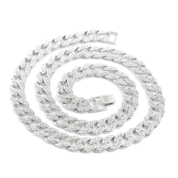 Crystal Necklace Necklace for Men Gold Chain Cuban Link Chain Crystal Gold Finish Miami Cuban Link Chain Men Hip Hop Necklace Jewelry