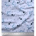 thumbnail image 1 of Soimoi Polyester Crepe Fabric Airplane,Guitar Wire & Notes Musical Instrument Decor Fabric Printed Yard 42 Inch Wide, 1 of 3