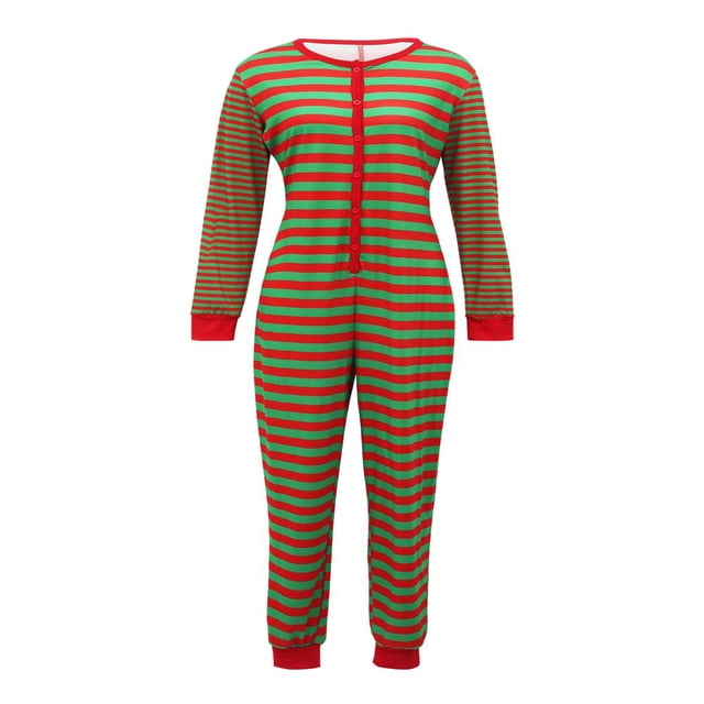 Noël Parent-Enfant Pyjama Ensemble Mode Rayé à Manches Longues Sleepwear Pull avec Pantalon Nouveau