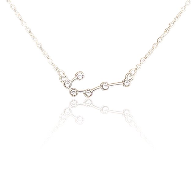 pitrice Ins Constellations Theme Friendship Necklace Rhinestone Comfortable Delicate with Display Card Pendant for Lover Festival Gifts Cancer Silver