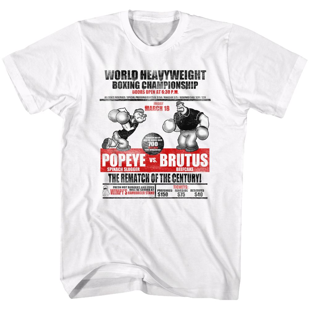 Popeye Popeye Vs. Brutus T-Shirt Blanc pour Adulte
