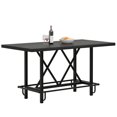 thumbnail image 3 of Fnova 35.4" Tall Dining Table, Rectangular Counter Height Kitchen Table with Metal Footrest for 6 People, 3 of 15