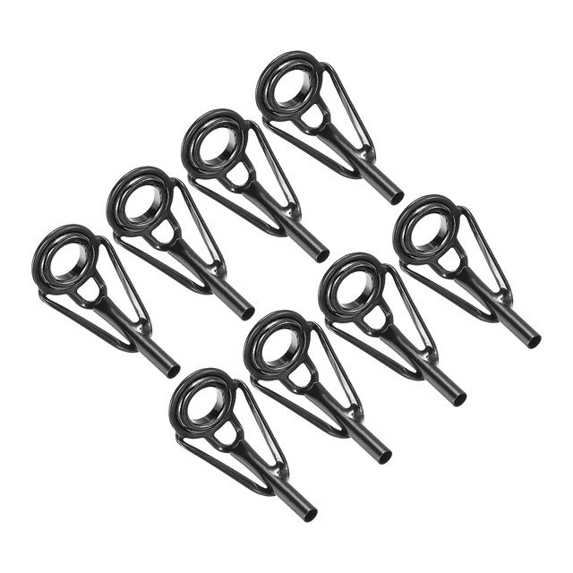 Unique Bargains Kit de Réparation d'Embout de Canne à Pêche en Acier Inoxydable 1,8 mm, Guide d'Anneau de Perche, Remplacement, Noir, Lot de 8