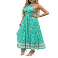 thumbnail image 4 of Women‘s Summer Crossover Halter Neck Sleeveless Plaid Cut Out Backless Flowy A Line Maxi Dress Pink XL, 4 of 7