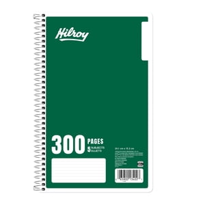 Hilroy® 5 Subject 300pg Notebook, Green