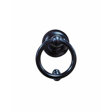 Ring Door Knocker 4" Brass Oil Rubbed Bronze – Round Solid Sand Cast Brass Front Door Knocker with Screws