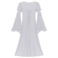 thumbnail image 4 of Doomiva Robe Renaissance Rétro à Manches Cloche pour Filles Enfants Costume Médiéval Halloween Cosplay Longue Robe Maxi Blanche 6, 4 of 7