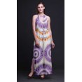 thumbnail image 2 of Bimba Robe Longue de Soirée pour Femmes Teinture sur Nœuds Imprimée à Col Ras du Cou avec Fentes Latérales et Dos Nu - Grand, 2 of 6