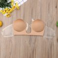 thumbnail image 3 of Women Backless Plunge Bra Strapless Seamless U Shape Adhesive Silicone Invisible Stick On Push up Wire Free Bra, 3 of 6