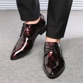 thumbnail image 2 of Chaussures de Mariage en Cuir à Lacets Brillants à Bout Pointu pour Hommes, 2 of 9