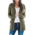 thumbnail image 1 of Cardigan Sweaters for Women Womens Long Sleeve Cable Knit Cardigan Sweaters Open Front Solid Fall Outwear with Pockets, 1 of 9
