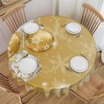 thumbnail image 1 of Round Tablecloth Gold Christmas Ball Snowflake Xmas 60 Inch Table Cover for Dining Polyester Cloth with Scalloped Edges Stain Resistance Kitchen Picnic Party Restaurant Decoration, 1 of 1