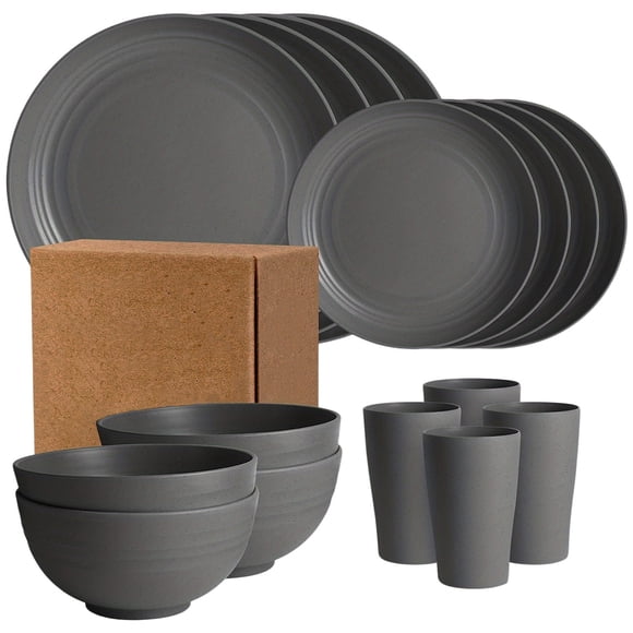 Plates and Bowls Sets,Bowl Plates Cup Tableware 16 Piece Solid Color Household Plastic Drop Resistants Tableware Set,Kitchen Plates and Bowls Set,Cup Sets for Kitchen,Plate and Bowl Sets