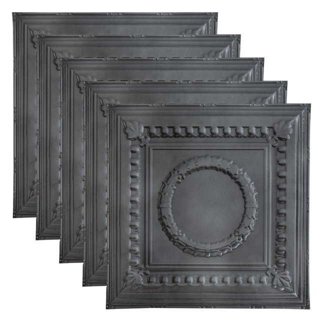 Great Lakes Tin Cleveland Argento 2ft x 2ft Nail Up Ceiling Tiles (5 Pack)
