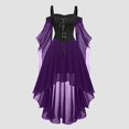 thumbnail image 2 of Robes Style Gothique pour Femmes Grande Taille Robe Midi Élégante avec Manches Évasées en Chiffon Tenue de Soirée Ourlet Irrégulier, 2 of 5