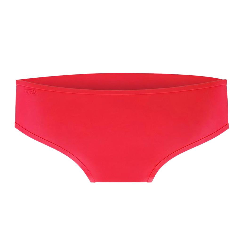 Women's Swim Trunk Seamless Support Panty Silicone Bikini Bottoms, Bathing Suit, Red