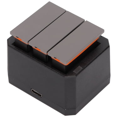 Kit de Chargeur de Batterie, Chargeur de Batterie et Triple USB Protection de Multiples Circuits ABS Ignifuge Portable avec Indicateur DEL pour Caméra d'Action OSMO