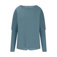 thumbnail image 4 of Besolor Womens Spring Fall Tunic Tops Ladies Crewneck Long Sleeve T-Shirt Casual Solid Color Spring Fall Going out Blouse, 4 of 5
