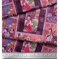 thumbnail image 3 of Soimoi Polyester Crepe Fabric Flower Vase,Cat & Girl Patchwork Decor Fabric Printed Yard 52 Inch Wide, 3 of 3