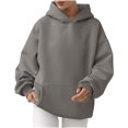 thumbnail image 1 of MeetoTime Women's Oversized Sweatshirt Fall Lightweight Long Sleeve Hoodie Fleece Pocket Pullover Tops, 1 of 6