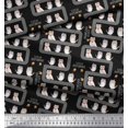 thumbnail image 2 of Soimoi Black polyester Crepe Fabric Text & Owl Bird Printed Fabric 1 Yard 42 Inch Wide, 2 of 3