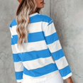 thumbnail image 4 of ManxiVoo Women's Long Sleeve Striped Printed T Shirt Crew Neck Comfy Fall Graphic Tee Lightweight Blouse S Size Blue, 4 of 5